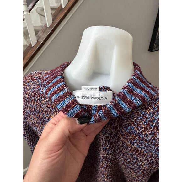 Victoria Beckham Multicolor Wool Cotton Blend Sweater Marled Stripe Size Large - Picture 6 of 6